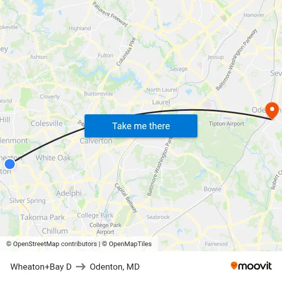 Wheaton+Bay D to Odenton, MD map