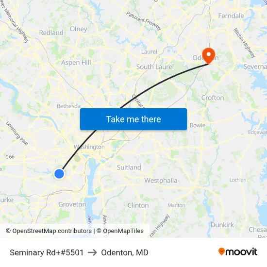 Seminary Rd+#5501 to Odenton, MD map