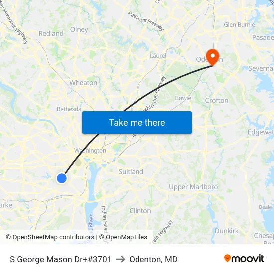 S George Mason Dr+#3701 to Odenton, MD map