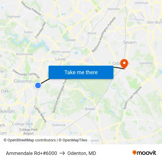 Ammendale Rd+#6000 to Odenton, MD map
