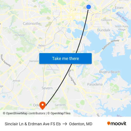 Sinclair Ln & Erdman Ave FS Eb to Odenton, MD map