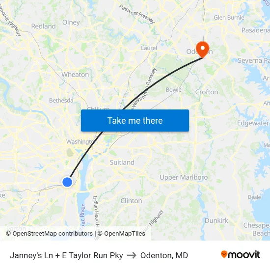 Janney's Ln + E Taylor Run Pky to Odenton, MD map