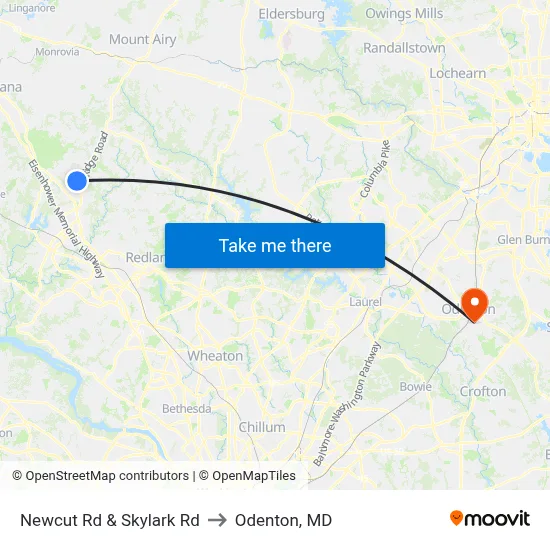 Newcut Rd & Skylark Rd to Odenton, MD map