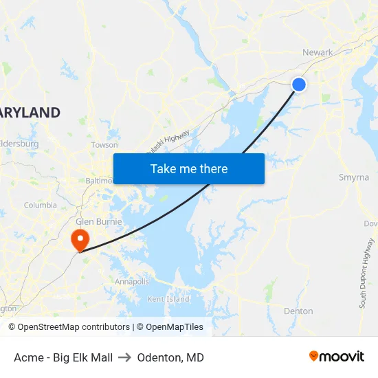 Acme - Big Elk Mall to Odenton, MD map