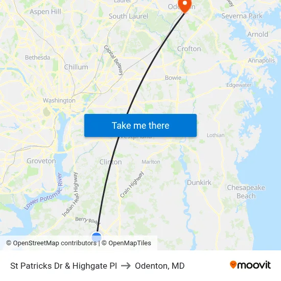 St Patricks Dr & Highgate Pl to Odenton, MD map