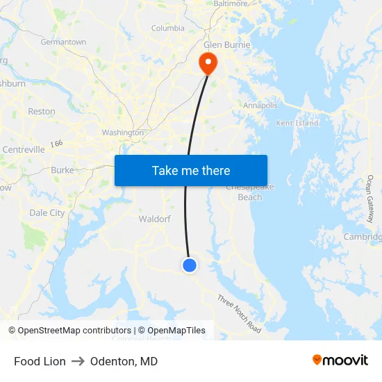 Food Lion to Odenton, MD map