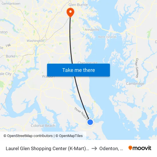 Laurel Glen Shopping Center (K-Mart) Nb to Odenton, MD map