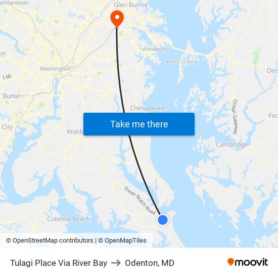 Tulagi Place Via River Bay to Odenton, MD map