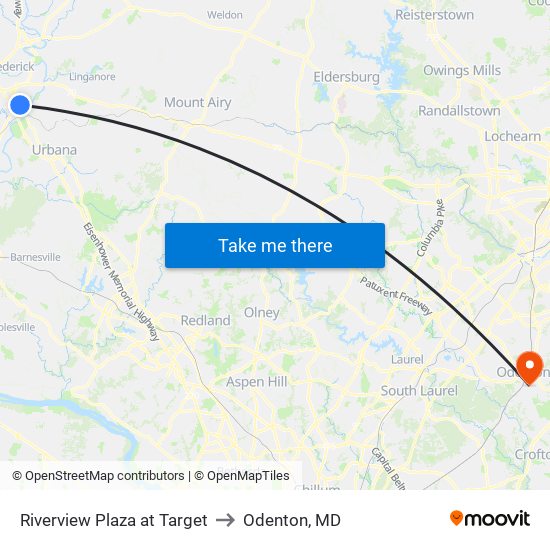 Riverview Plaza at Target to Odenton, MD map