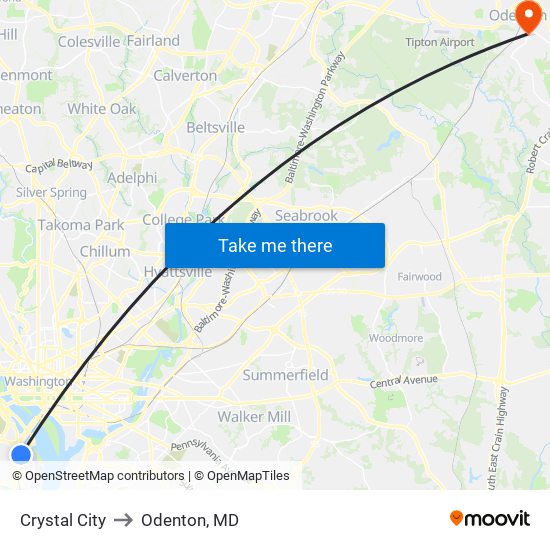 Crystal City to Odenton, MD map