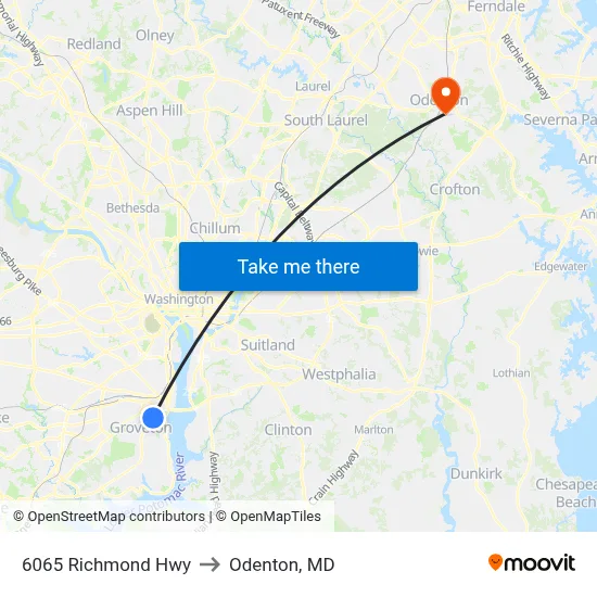 6065 Richmond Hwy to Odenton, MD map