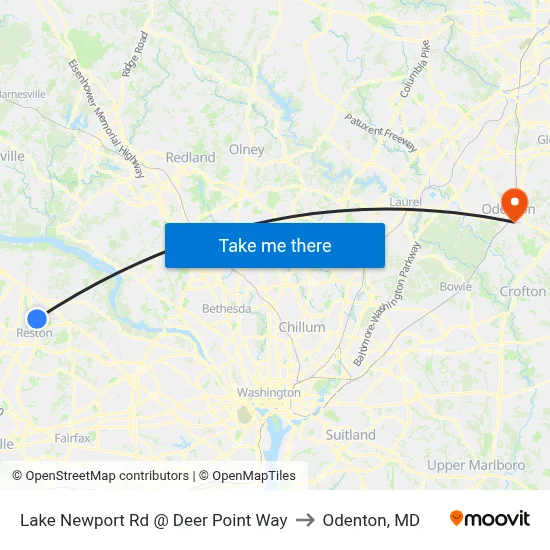 Lake Newport Rd @ Deer Point Way to Odenton, MD map