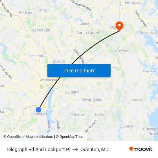 Telegraph Rd And Lockport Pl to Odenton, MD map