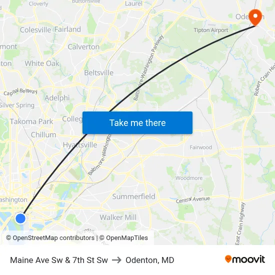 Maine Ave Sw  & 7th St Sw to Odenton, MD map