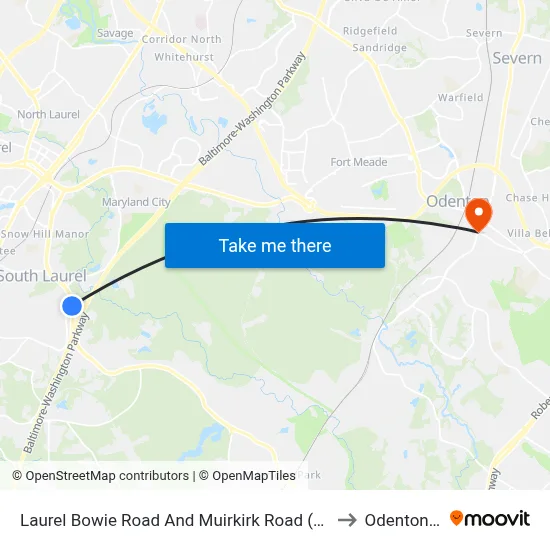 Laurel Bowie Road And Muirkirk Road (Southbound) to Odenton, MD map