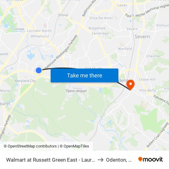 Walmart at Russett Green East - Laurel to Odenton, MD map