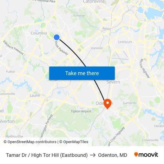 Tamar Dr / High Tor Hill (Eastbound) to Odenton, MD map