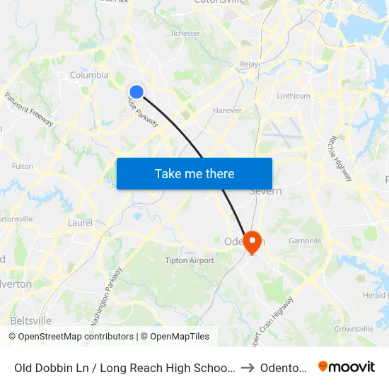 Old Dobbin Ln / Long Reach High School (Northbound) to Odenton, MD map
