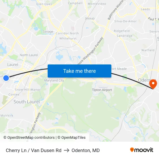 Cherry Ln / Van Dusen Rd to Odenton, MD map