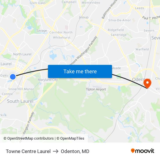 Towne Centre Laurel to Odenton, MD map