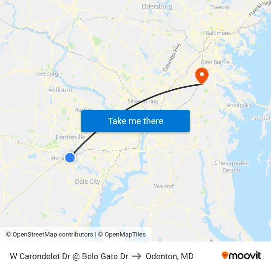 W Carondelet Dr @ Belo Gate Dr to Odenton, MD map