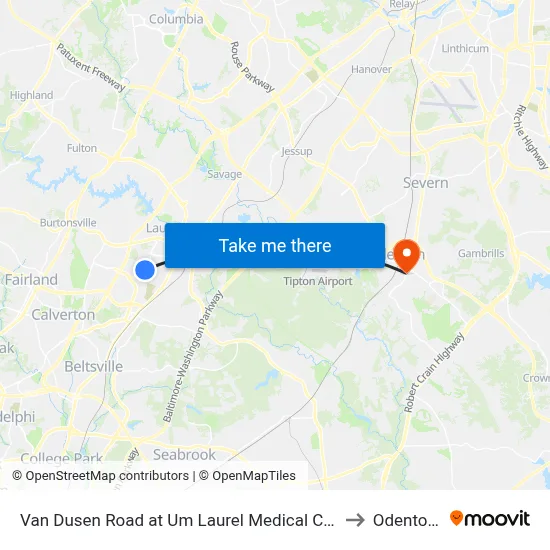 Van Dusen Road at Um Laurel Medical Center (Northbound) to Odenton, MD map