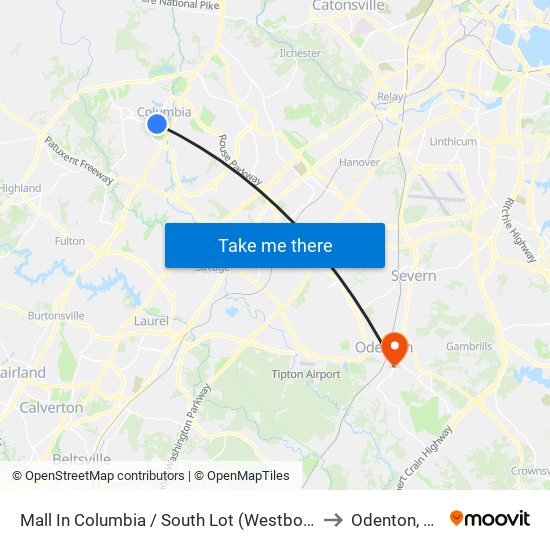 Mall In Columbia / South Lot (Westbound) to Odenton, MD map