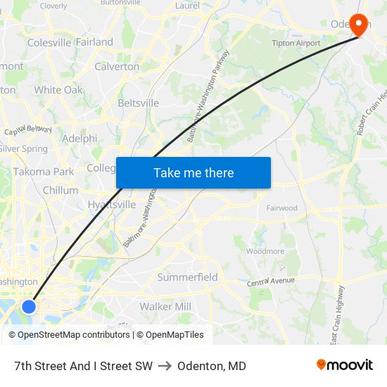 7th Street And I Street SW to Odenton, MD map