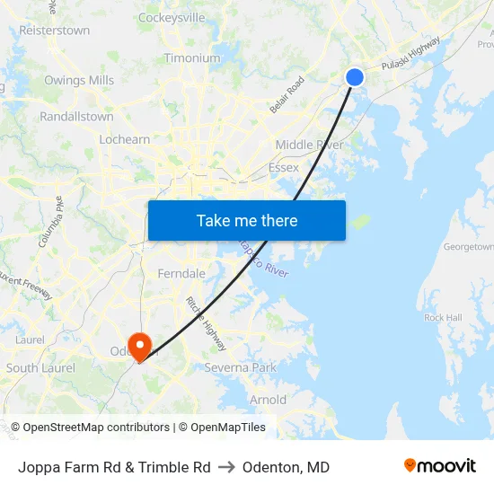Joppa Farm Rd & Trimble Rd to Odenton, MD map
