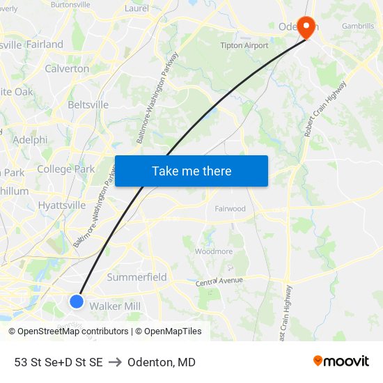 53 St Se+D St SE to Odenton, MD map