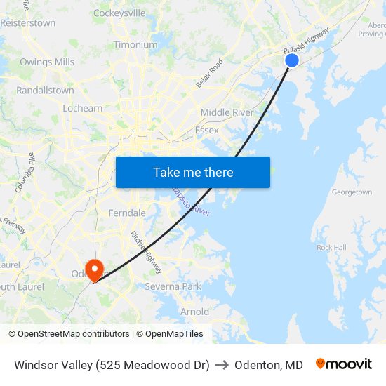 Windsor Valley (525 Meadowood Dr) to Odenton, MD map