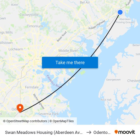 Swan Meadows Housing (Aberdeen Ave & Bypass Rd) to Odenton, MD map