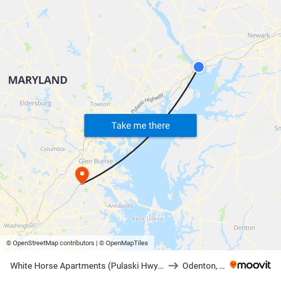 White Horse Apartments  (Pulaski Hwy/Us 40) to Odenton, MD map