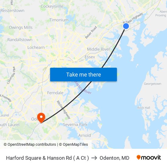 Harford Square & Hanson Rd ( A Ct ) to Odenton, MD map