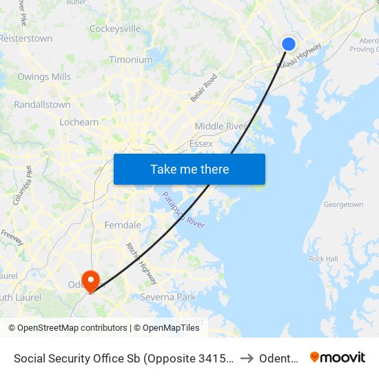 Social Security Office Sb (Opposite 3415 Box Hill S Corp Ctr Dr) to Odenton, MD map