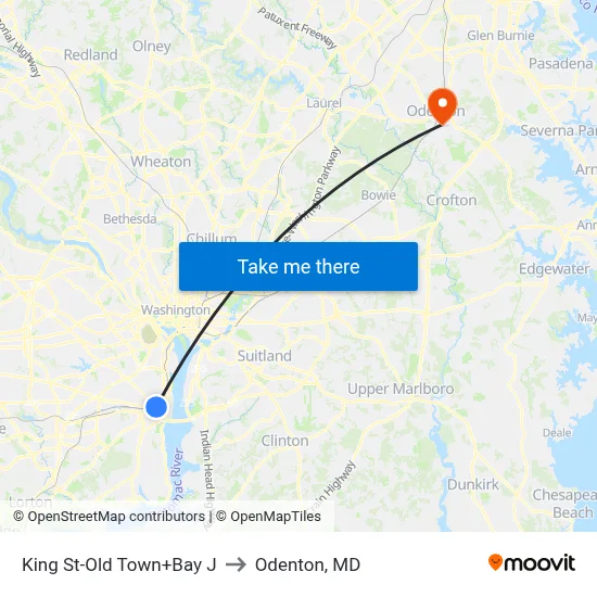 King St-Old Town+Bay J to Odenton, MD map