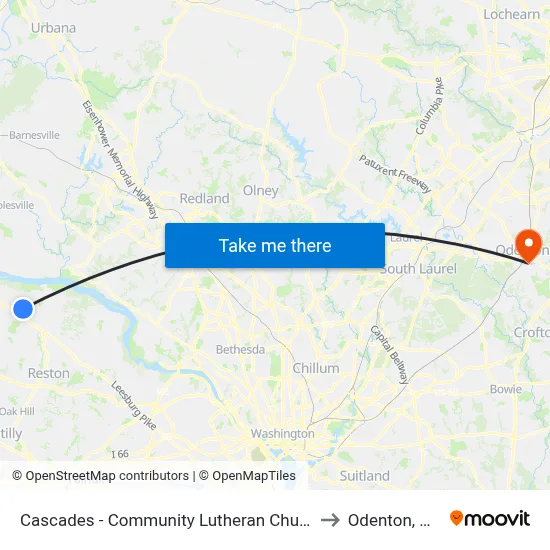 Cascades - Community Lutheran Church to Odenton, MD map