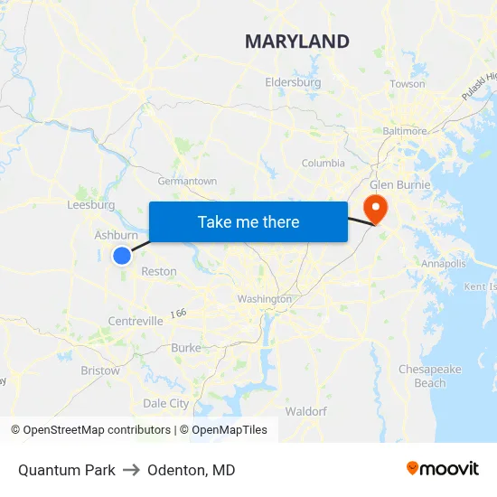 Quantum Park to Odenton, MD map