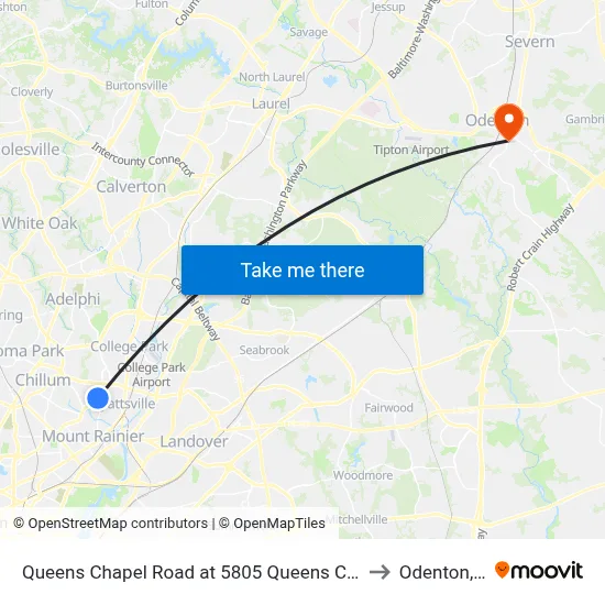 Queens Chapel Road at 5805 Queens Chapel Road to Odenton, MD map