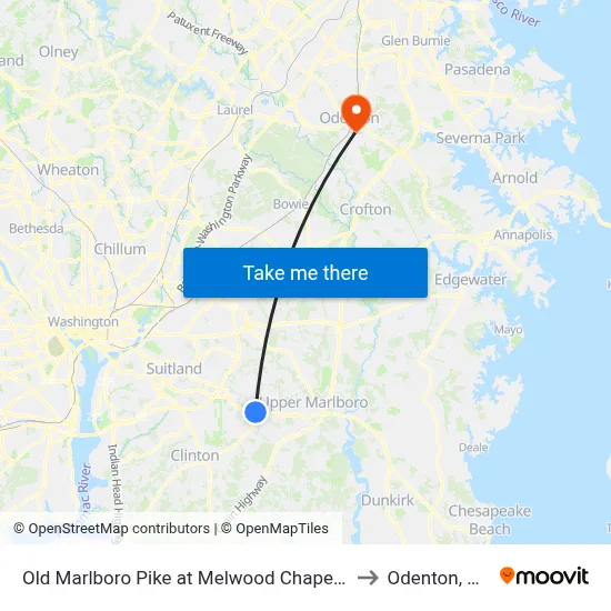 Old Marlboro Pike at Melwood Chapel Ln to Odenton, MD map