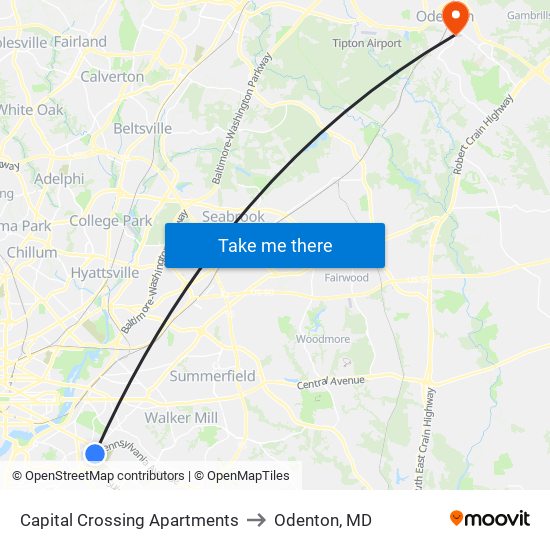 Capital Crossing Apartments to Odenton, MD map