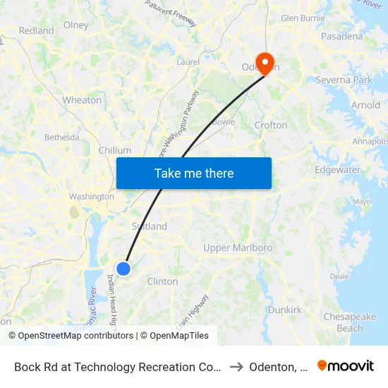 Bock Rd at Technology Recreation Complex to Odenton, MD map