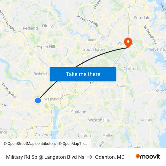 Military Rd Sb @ Langston Blvd Ns to Odenton, MD map