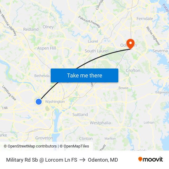 Military Rd Sb @ Lorcom Ln FS to Odenton, MD map