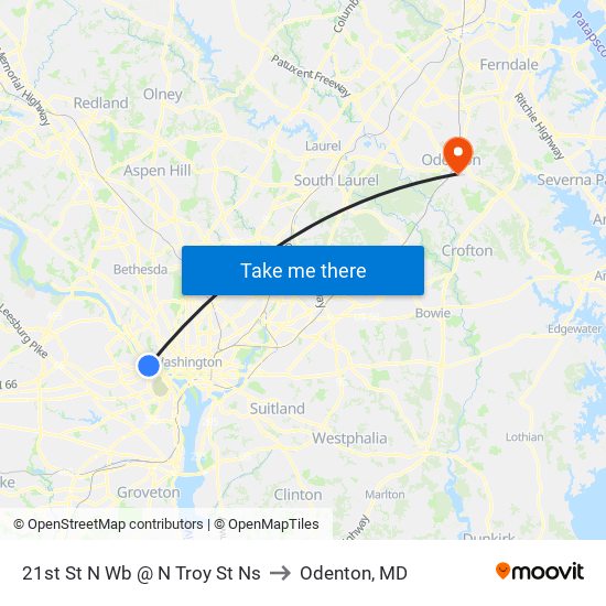 21st St N Wb @ N Troy St Ns to Odenton, MD map