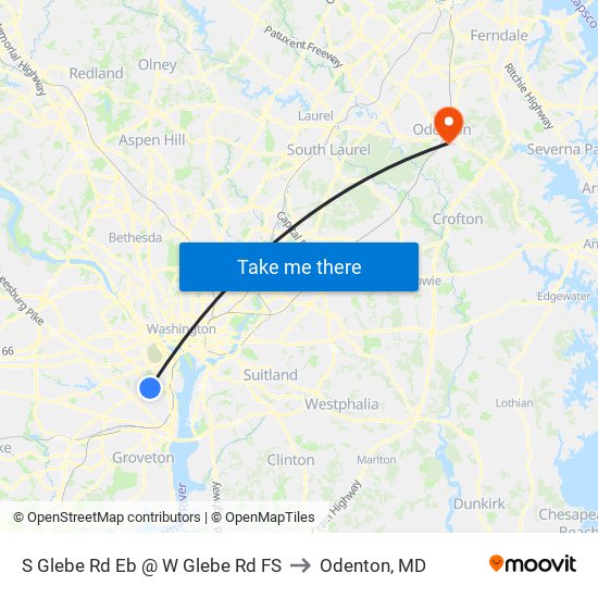 S Glebe Rd Eb @ W Glebe Rd FS to Odenton, MD map