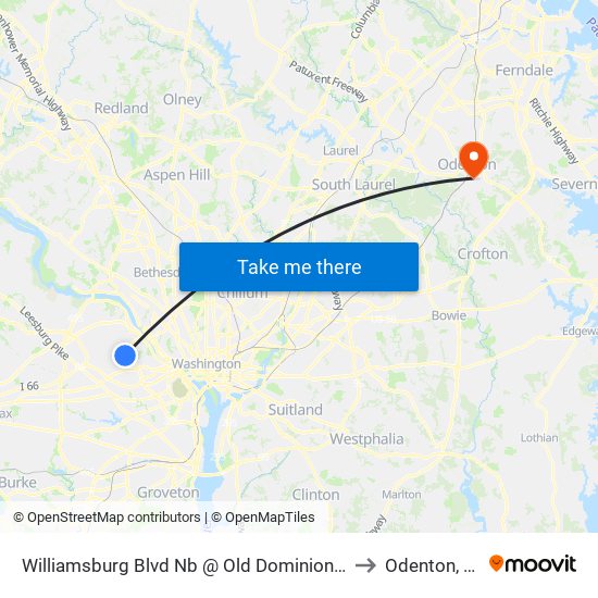 Williamsburg Blvd Nb @ Old Dominion Dr FS to Odenton, MD map