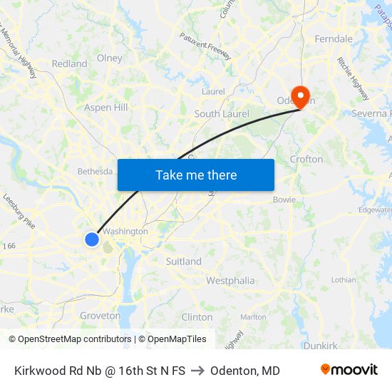 Kirkwood Rd Nb @ 16th St N FS to Odenton, MD map