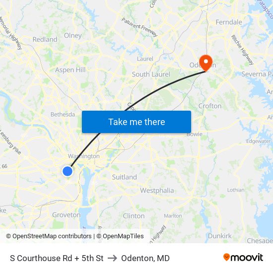 S Courthouse Rd + 5th St to Odenton, MD map