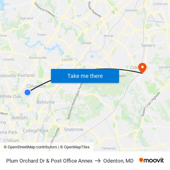 Plum Orchard Dr & Post Office Annex to Odenton, MD map